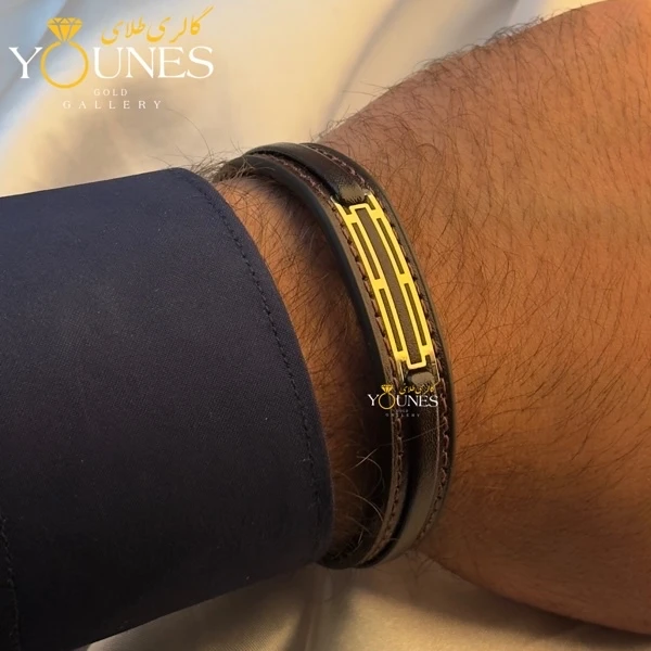 دستبند طلا چرم مردانه L191